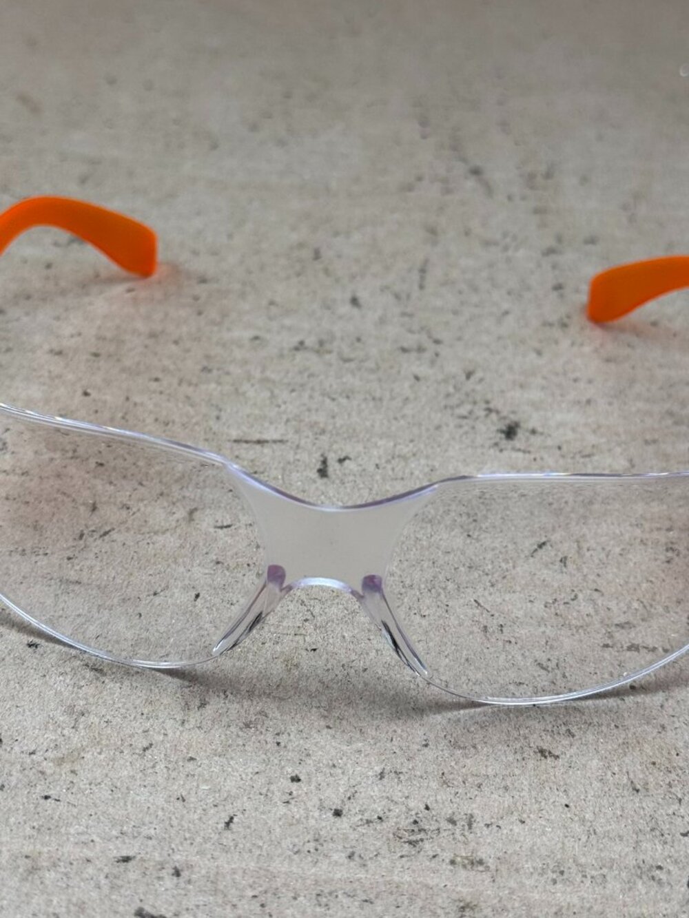 Men's Bull Safety Glasses Clear Orange ANSI Z87.1 EN 166F Minor Scratches